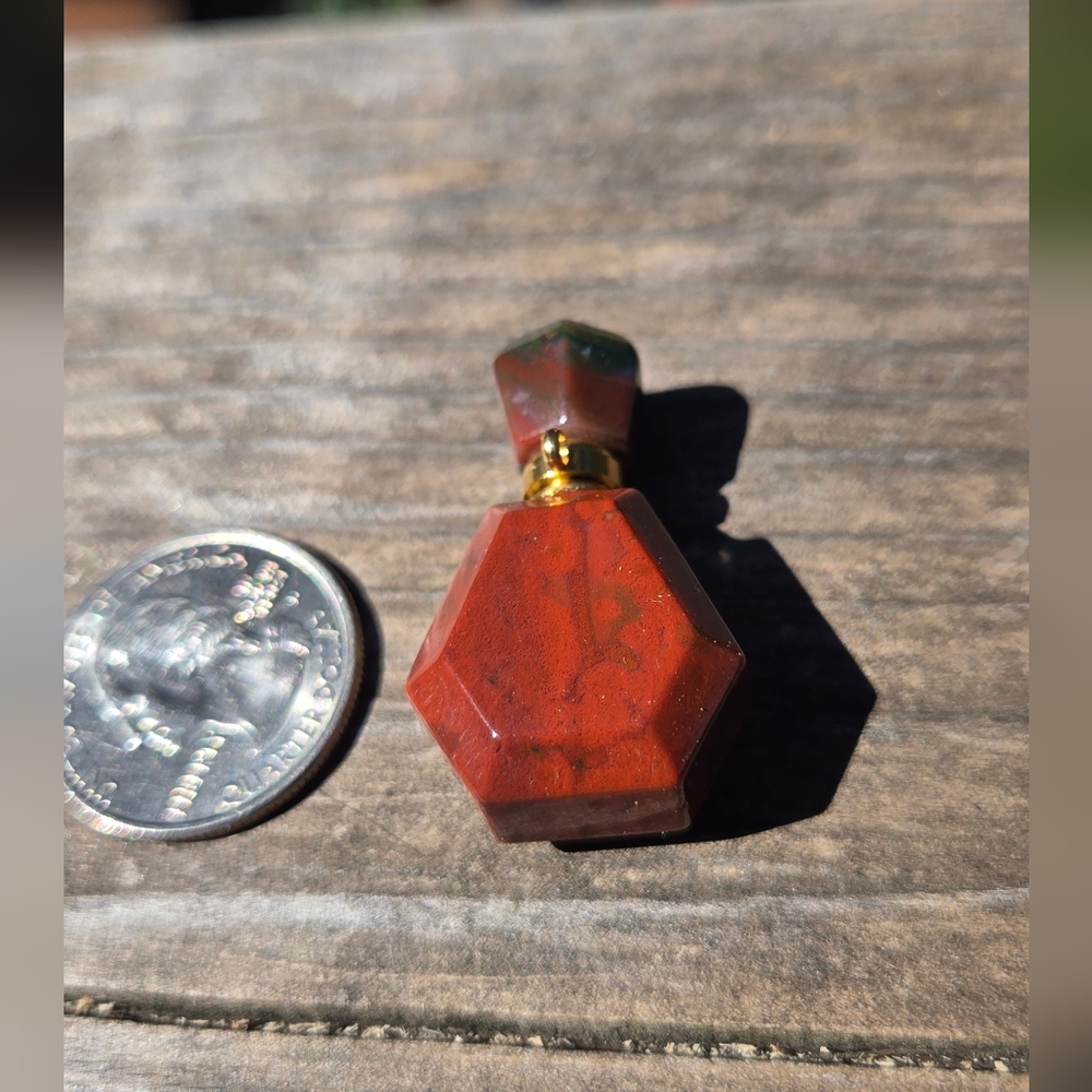 Mahogony Obsidian Hexagonal Crystal Bottle Essential Oil Aroma Therapy - Picture 2 of 6